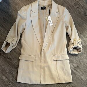 Tahari Beige Blazer with Rolled Sleeves